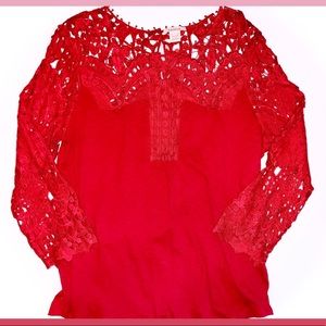 SUNDANCE RED LACE TOP